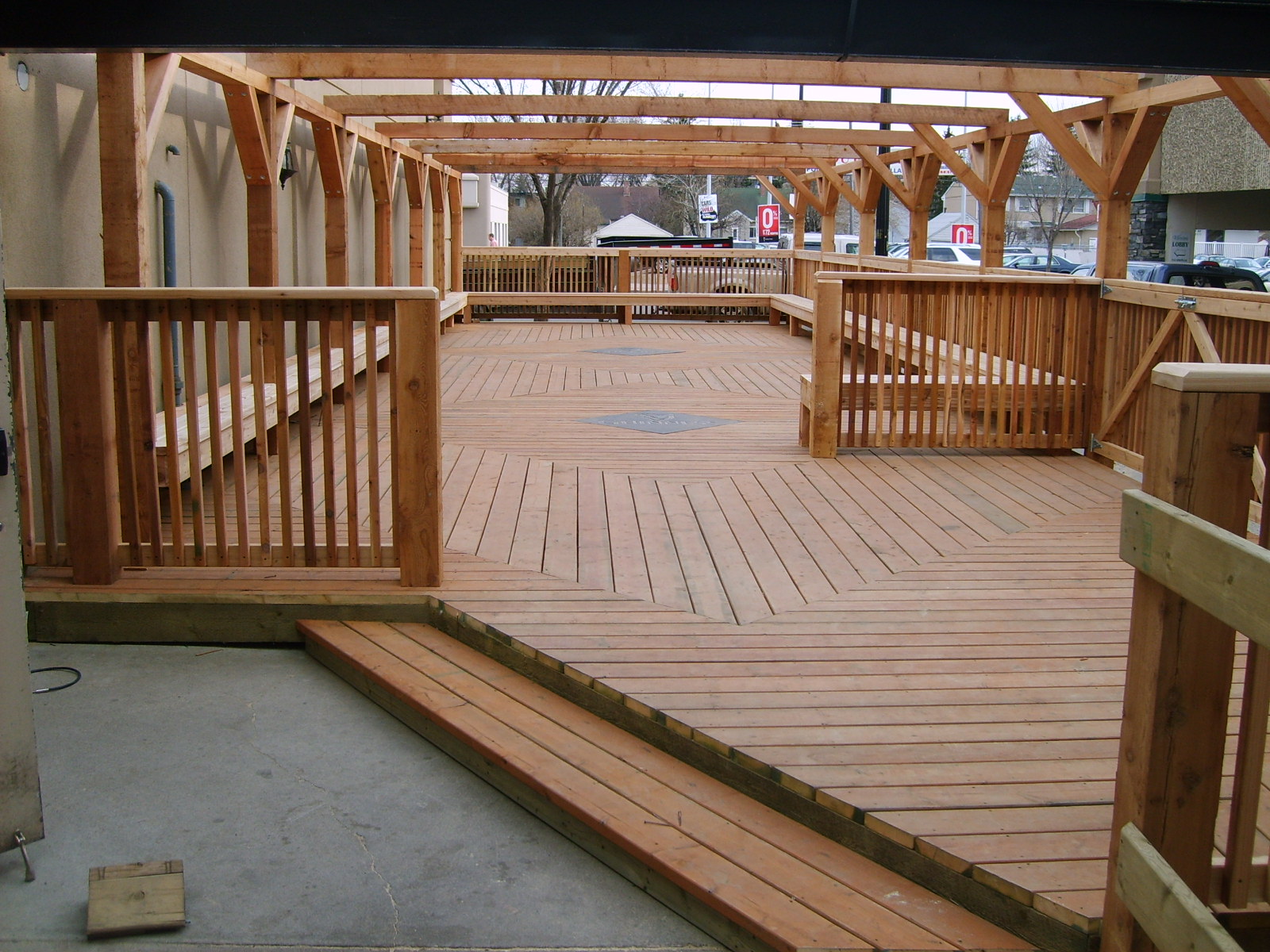 treated wood outdoor area built for local edmonton business 2
