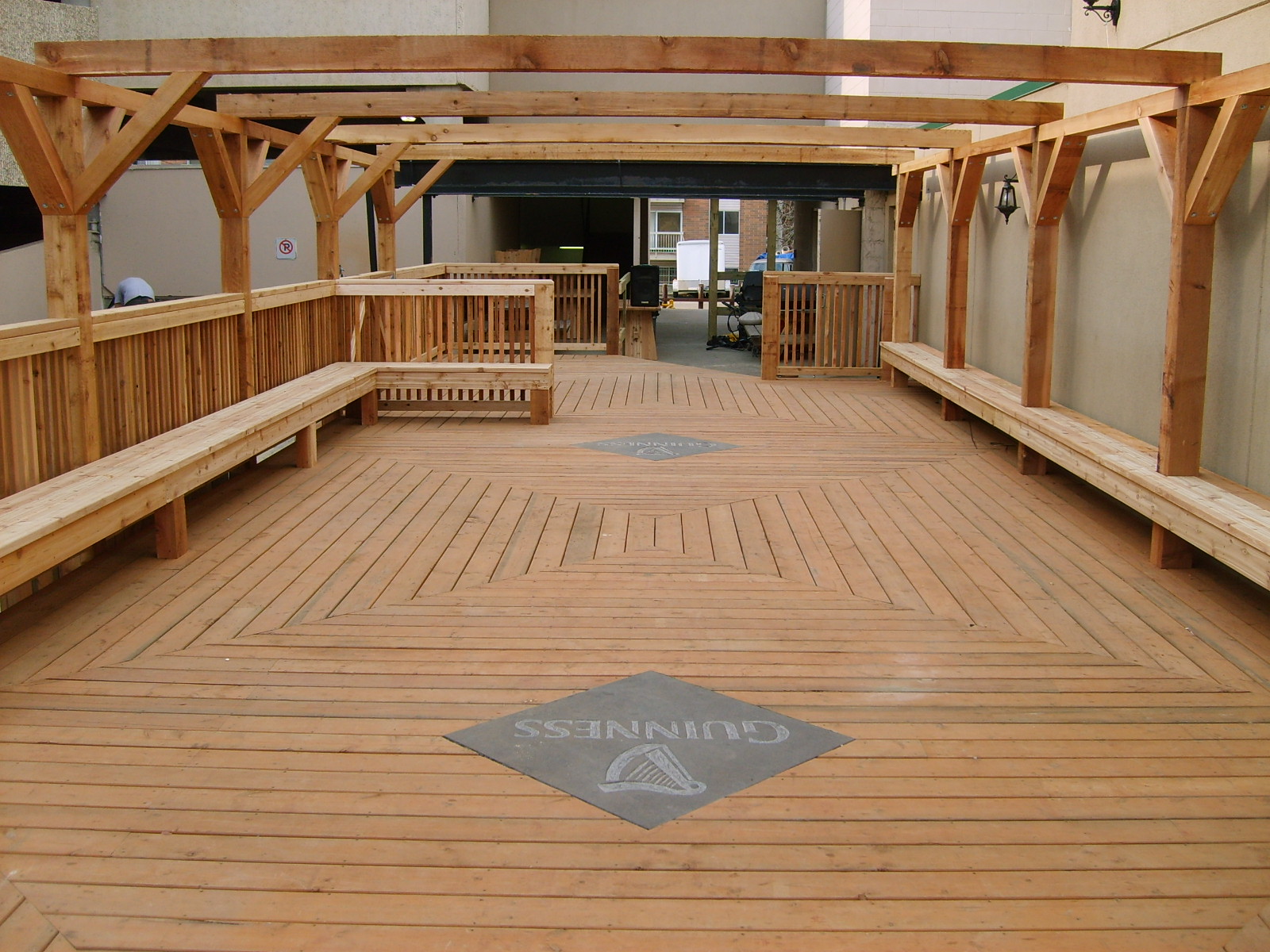 treated wood outdoor area built for local edmonton business 4