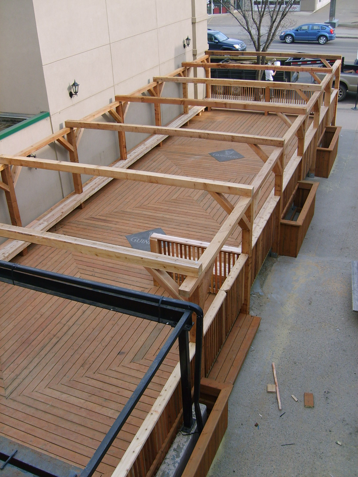 treated wood outdoor area built for local edmonton business 5